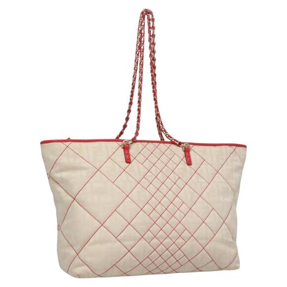 FENDI Zucca Canvas Chain Tote Bag Beige - Picture 1 of 12